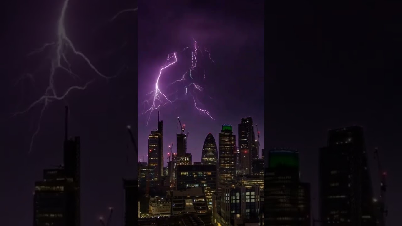 Epic Lightning Strike Over the City Skyline at Night #shortvideo #shortsfeed #shorts