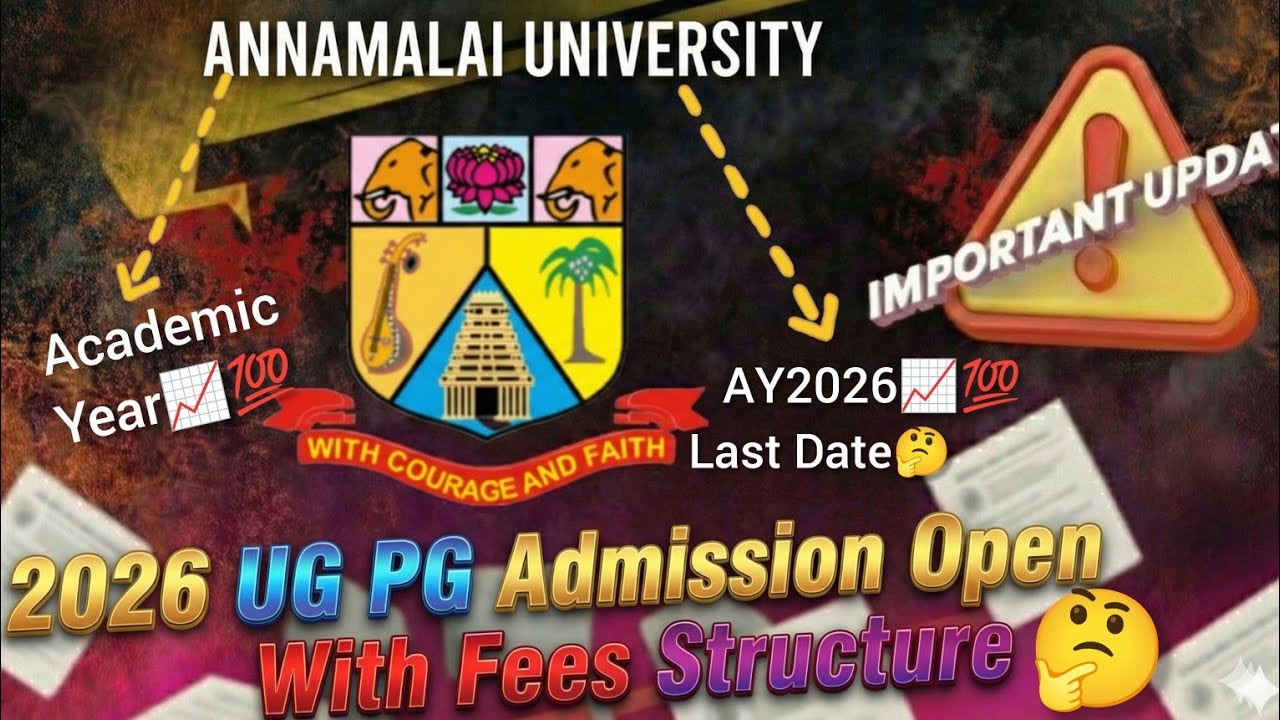 Annamalai University Distance Education 2026📈 Fees Structure l 2026 UG PG Admission l Fees Structure