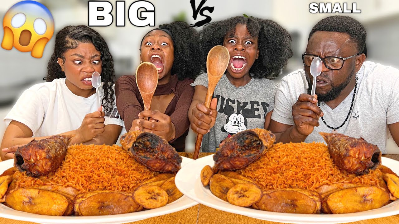 BIG SPOON VS SMALL SPOON (challenge) JOLLOF RICE & FISH