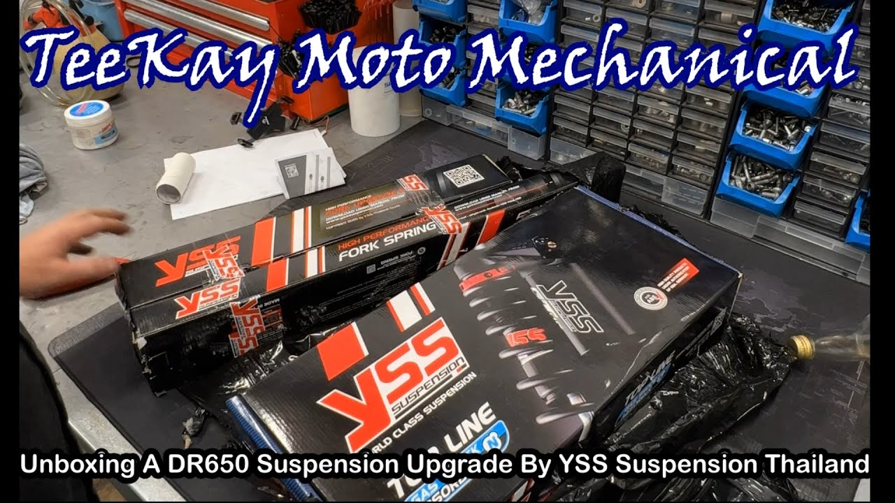 Unboxing the DR650 suspension upgrade by YSS Suspension.