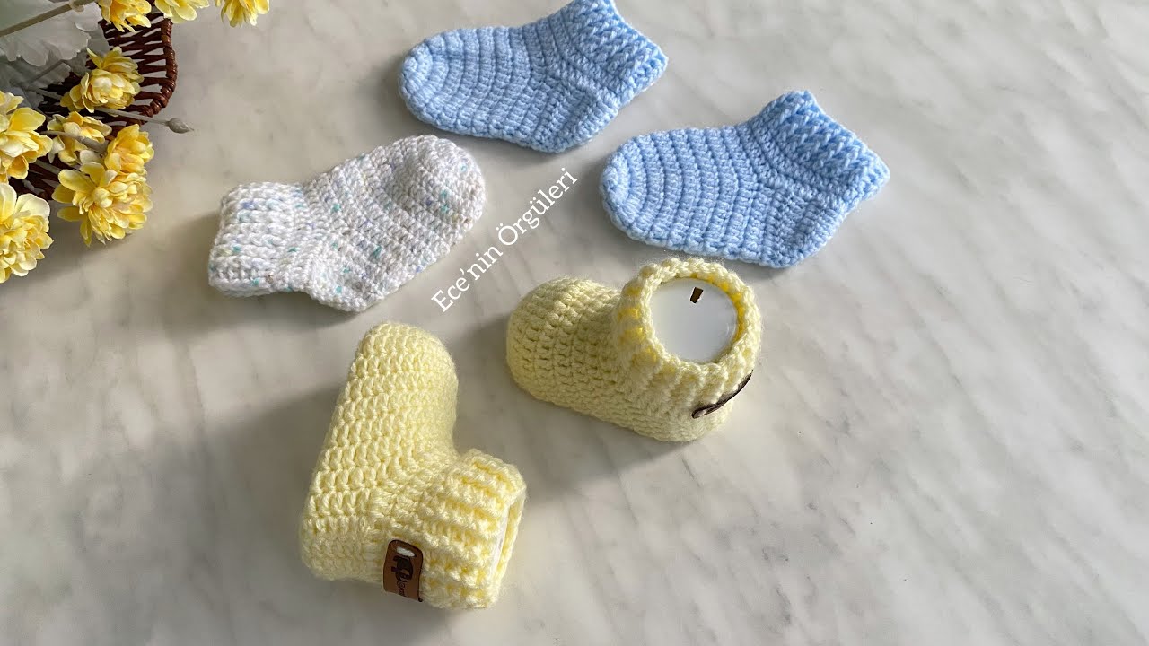 Easy Crochet Baby Socks pattern/Tığ işi Kolay Bebek Çorabı /3 ay /Bebek Ayakkabısı/Patik Çorap