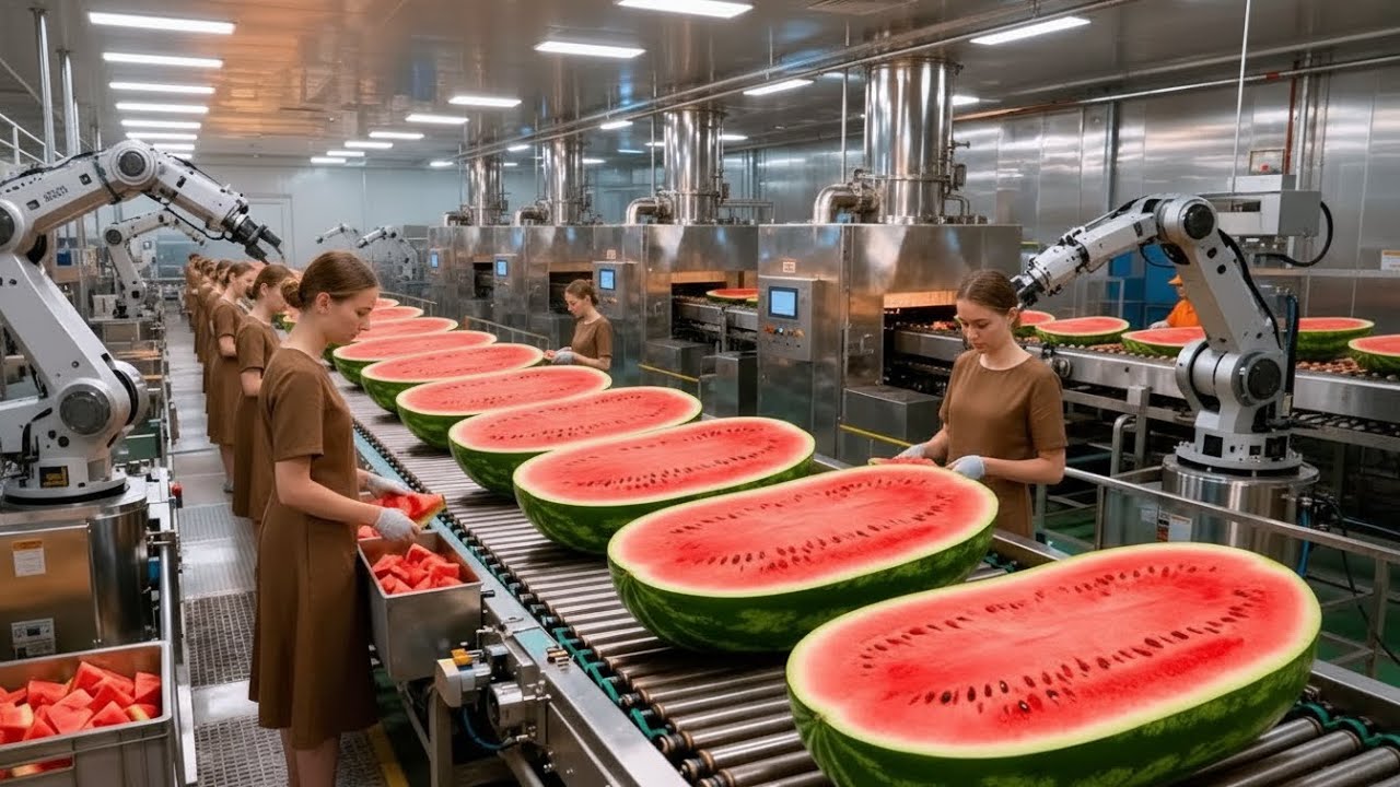 Inside The Juice Factory: From Watermelons to Pure Sparkling Juice (Full Process)