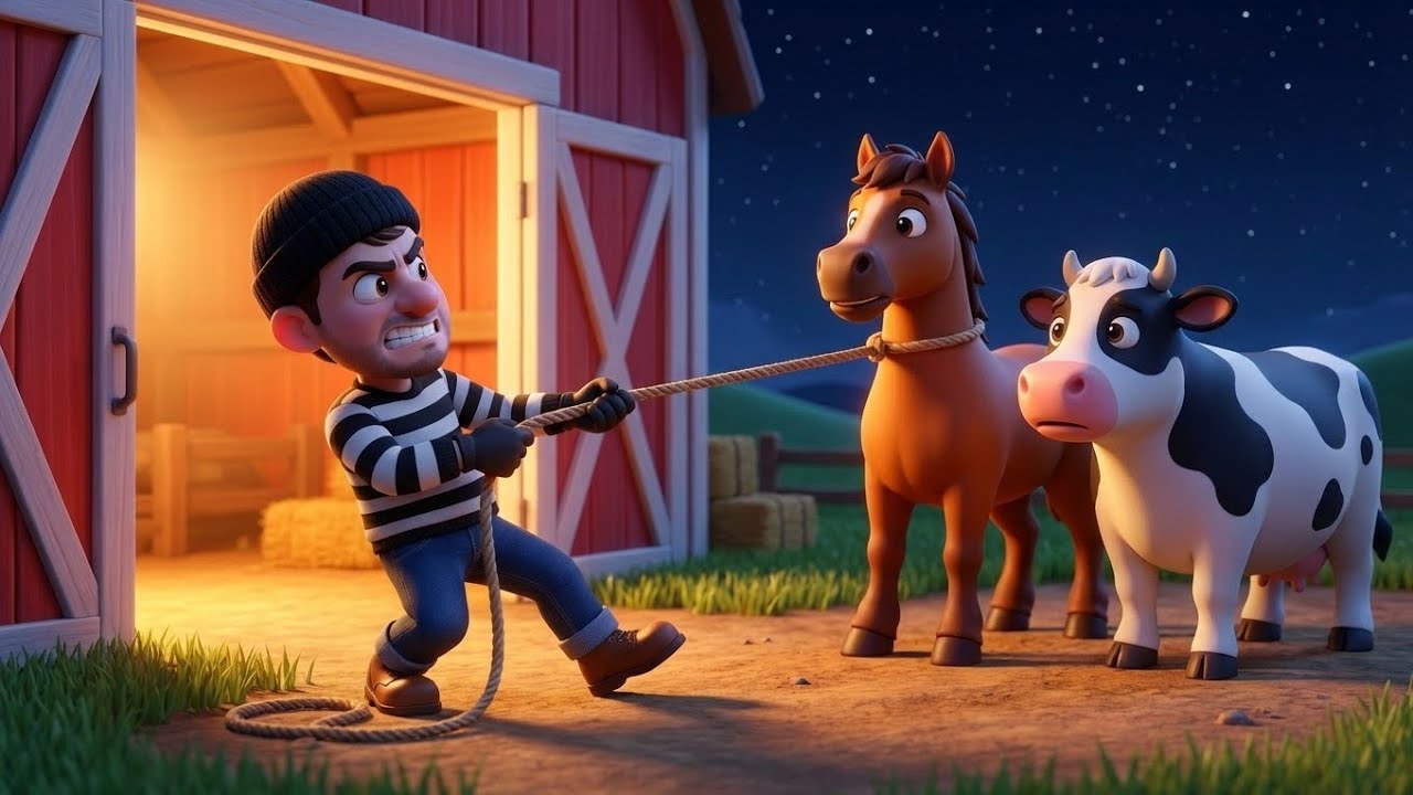 BAD GUY in Old MacDonald Farm! 😡 Thief Stole All Animals! 🐄🐎 Police Car Rescue Mission 🚓💨