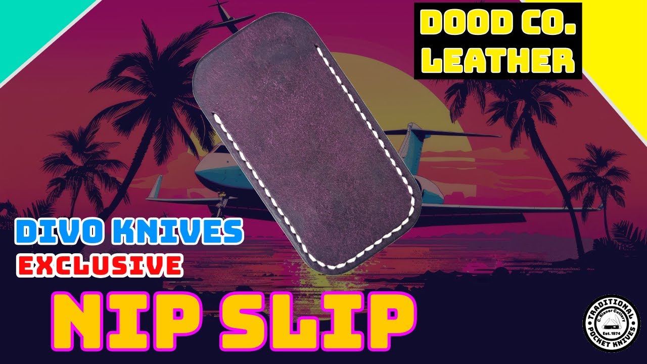 Divo Knives Exclusive Nip Slip: Dood Co. Leather Knife Slip - Purple / Black