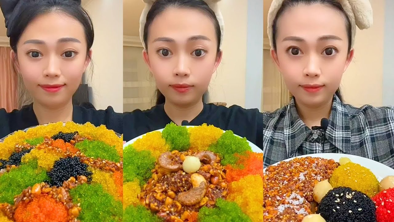 Extreme Colorful Snack ASMR Mukbang | Spicy Crunchy Egg Mix & Chinese Eating Sounds #328