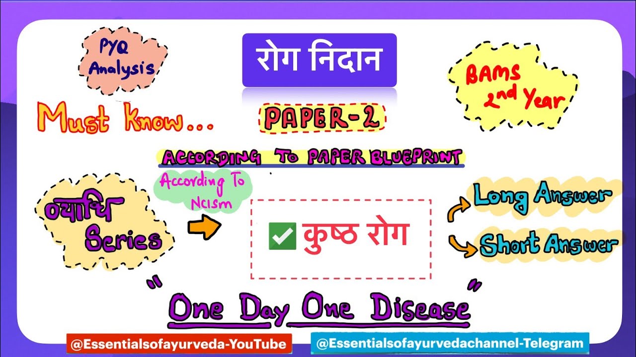 Rog Nidan-Vyadhi Series|Paper - 2|KUSTHA(कुष्ठ)#bams2ndyear#bamsnotes#rognidan#eczema#ringworm 