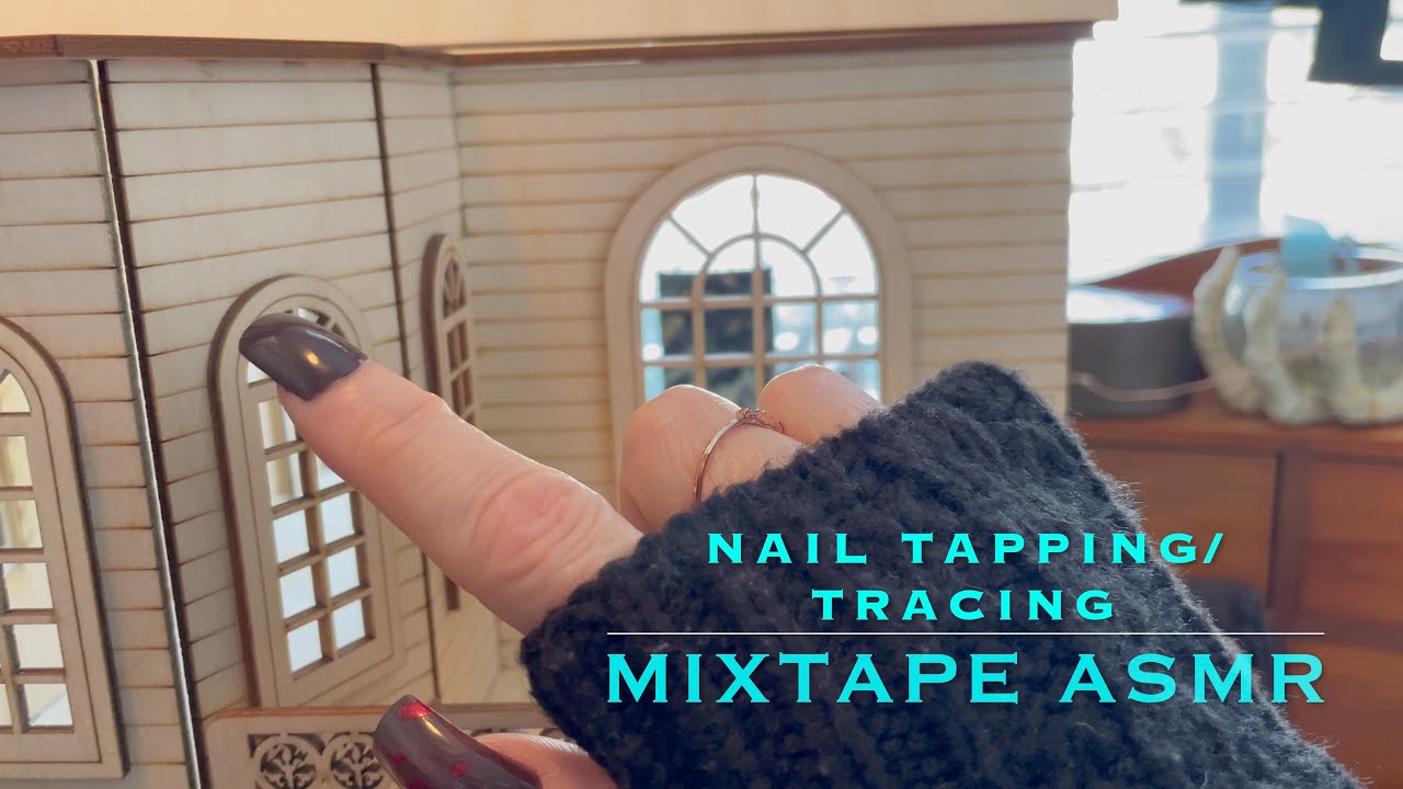 ASMR whispered dollhouse tour | fingernail tapping tracing scratching