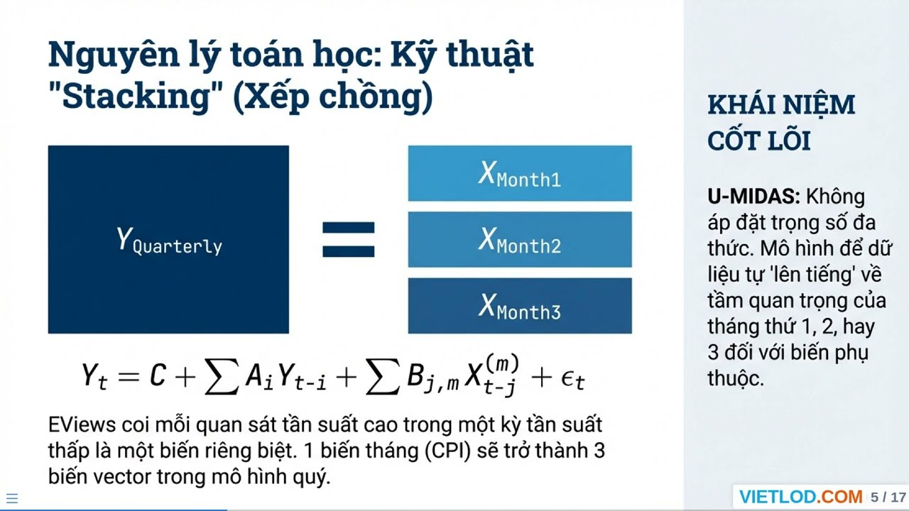 Phân tích dữ liệu đa tần suất (MIDAS) và cách thực hiện trên EViews #timeseries #eviews