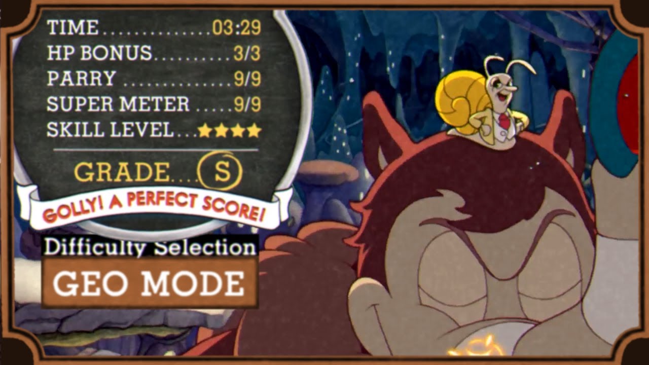 Cuphead: GEO Mode / Hitless / Moonshine Mob / S-Rank / Mod / 3:29 IGT