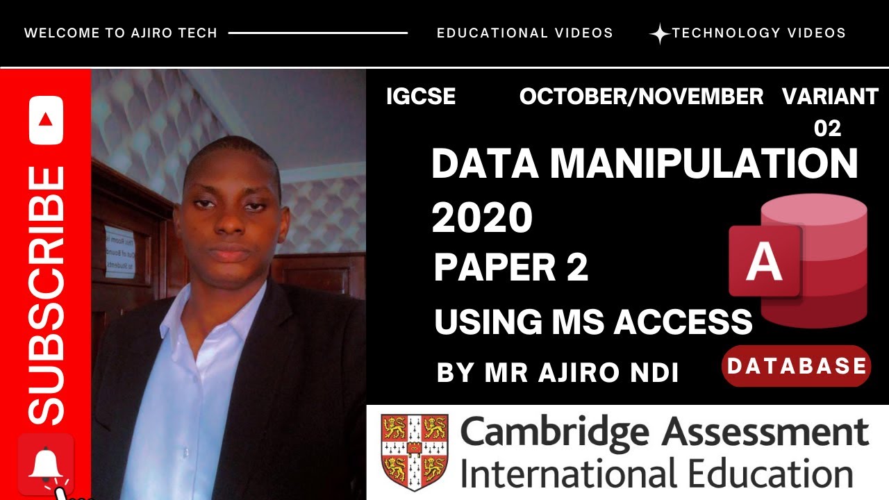 IGCSE ICT (0417/0983) Paper 2 Data Manipulation (Database) October November 2020 Variant 02