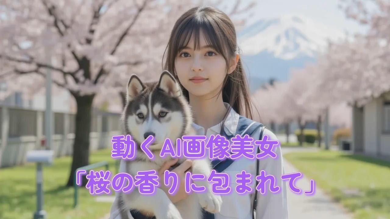 動くAI画像美女「桜の香りに包まれて」