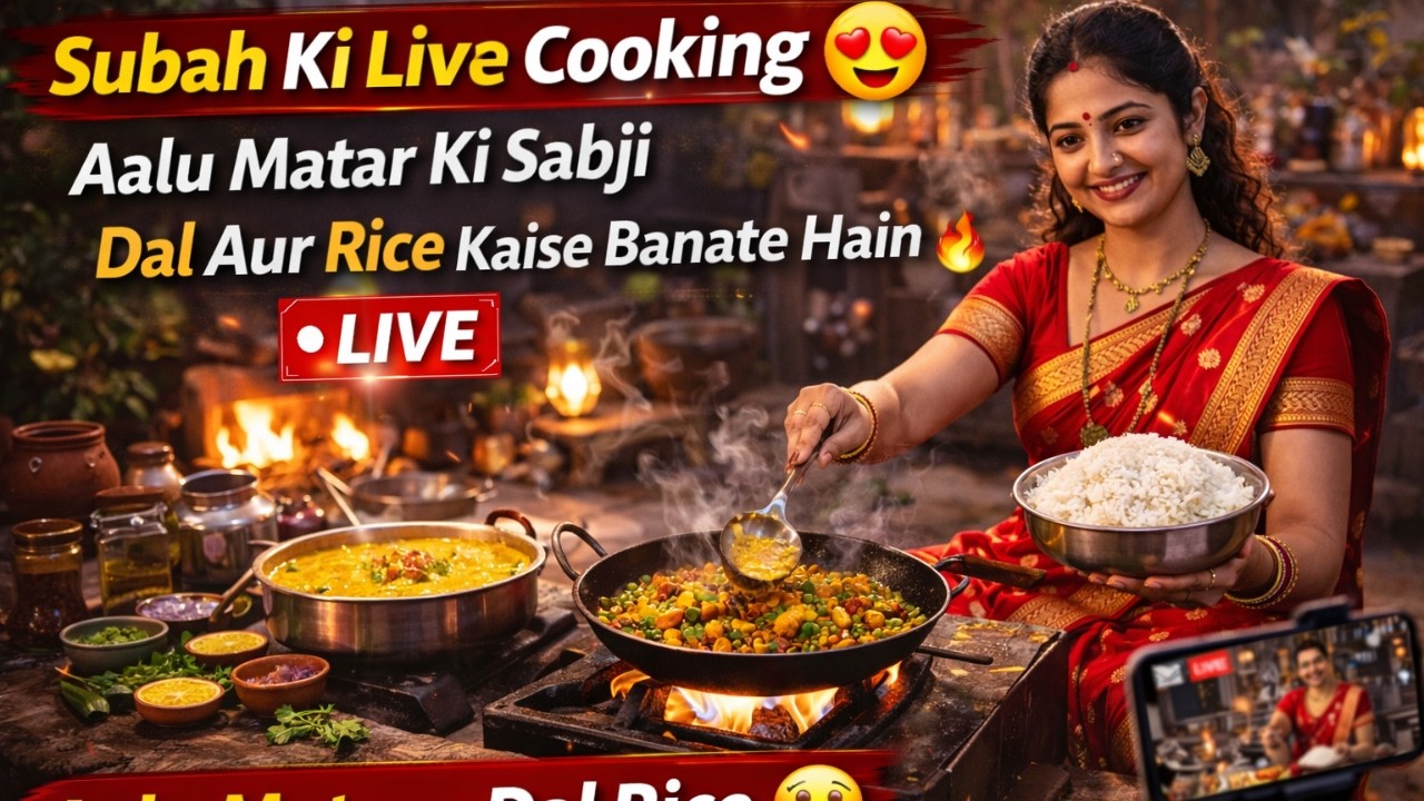 Subah Ki Live Cooking 😍 Aalu Matar Ki Sabji Dal Aur Rice Kaise Banate Hain 🔥 #shorts #cooking