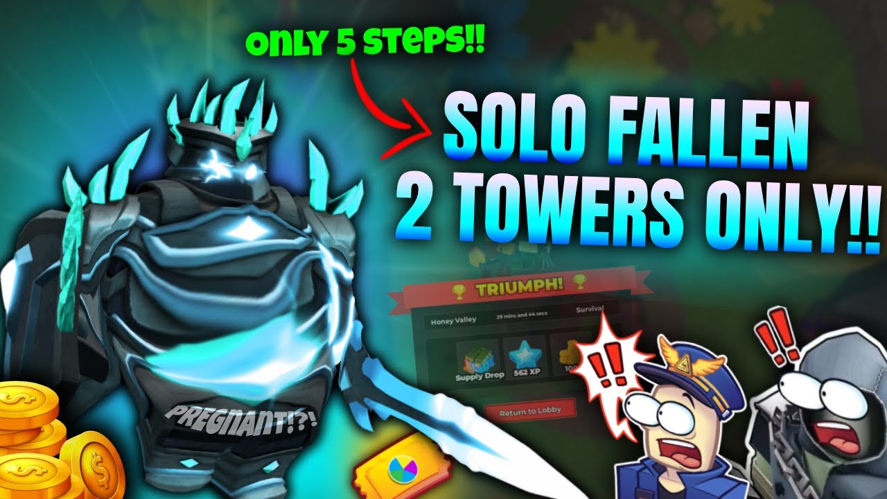 HOW TO SOLO FALLEN WITH 2 TOWERS ONLY! TDS (Easiest Strategy) (Roblox)
