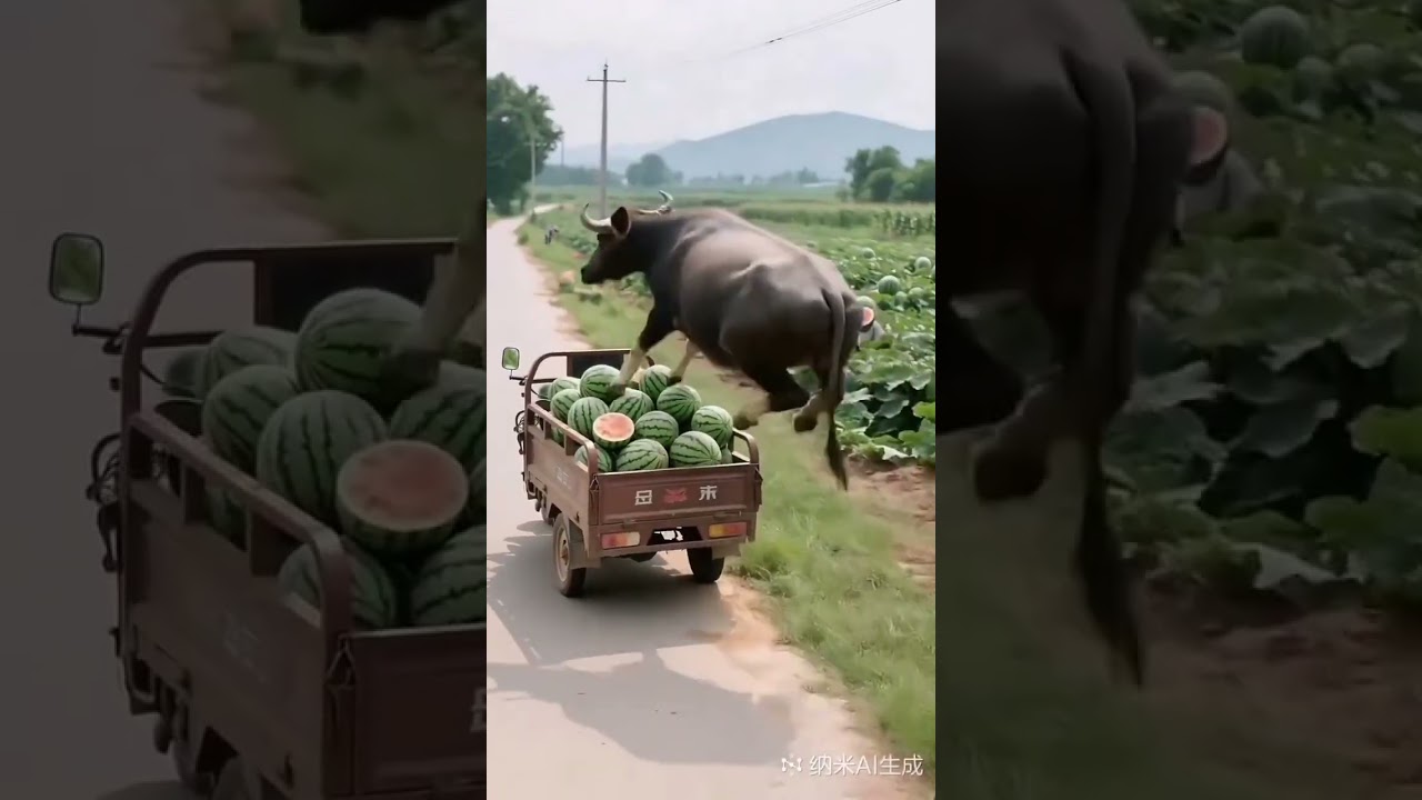 Bhains ne tarbuj wala auto Ko Le bhaga_