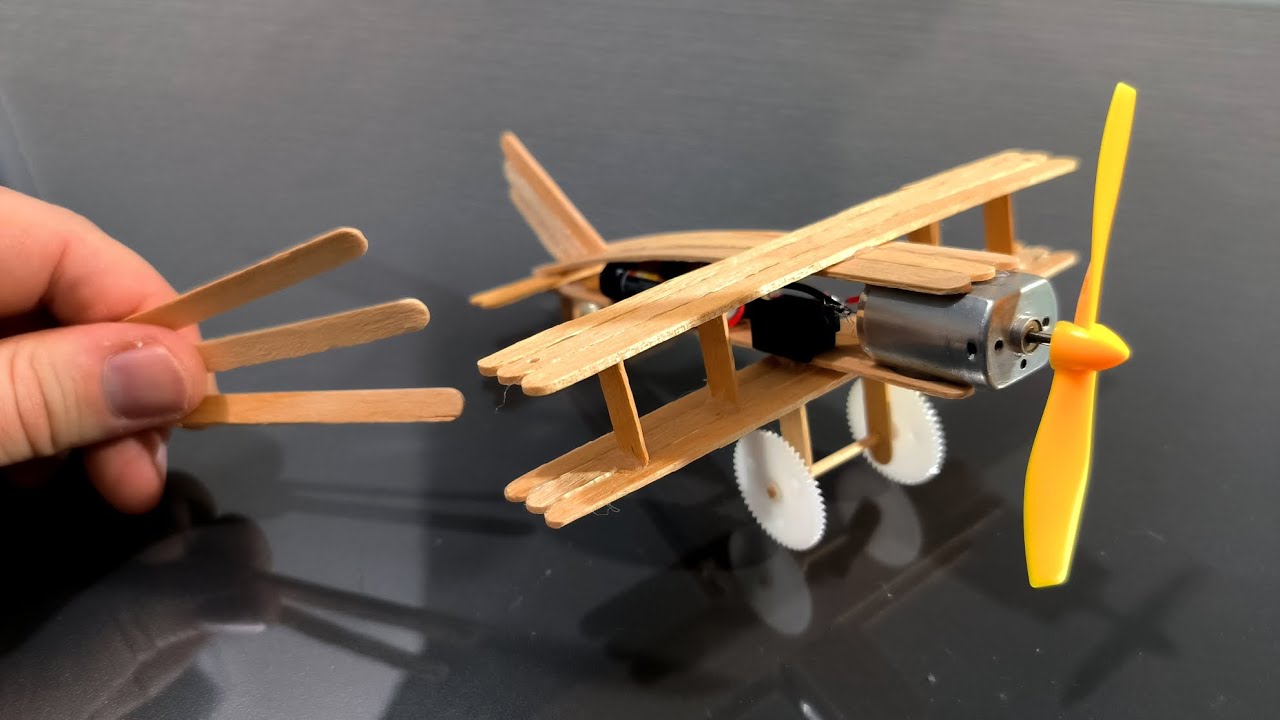 DIY airplane from popsicle sticks.