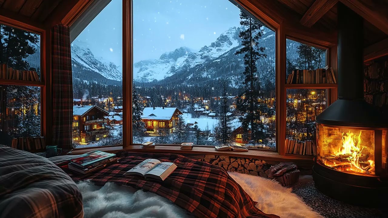Whispering Snow Cabin Night | Soft Firelight & Winter Silence for Gentle Healing Sleep & Deep Sleep