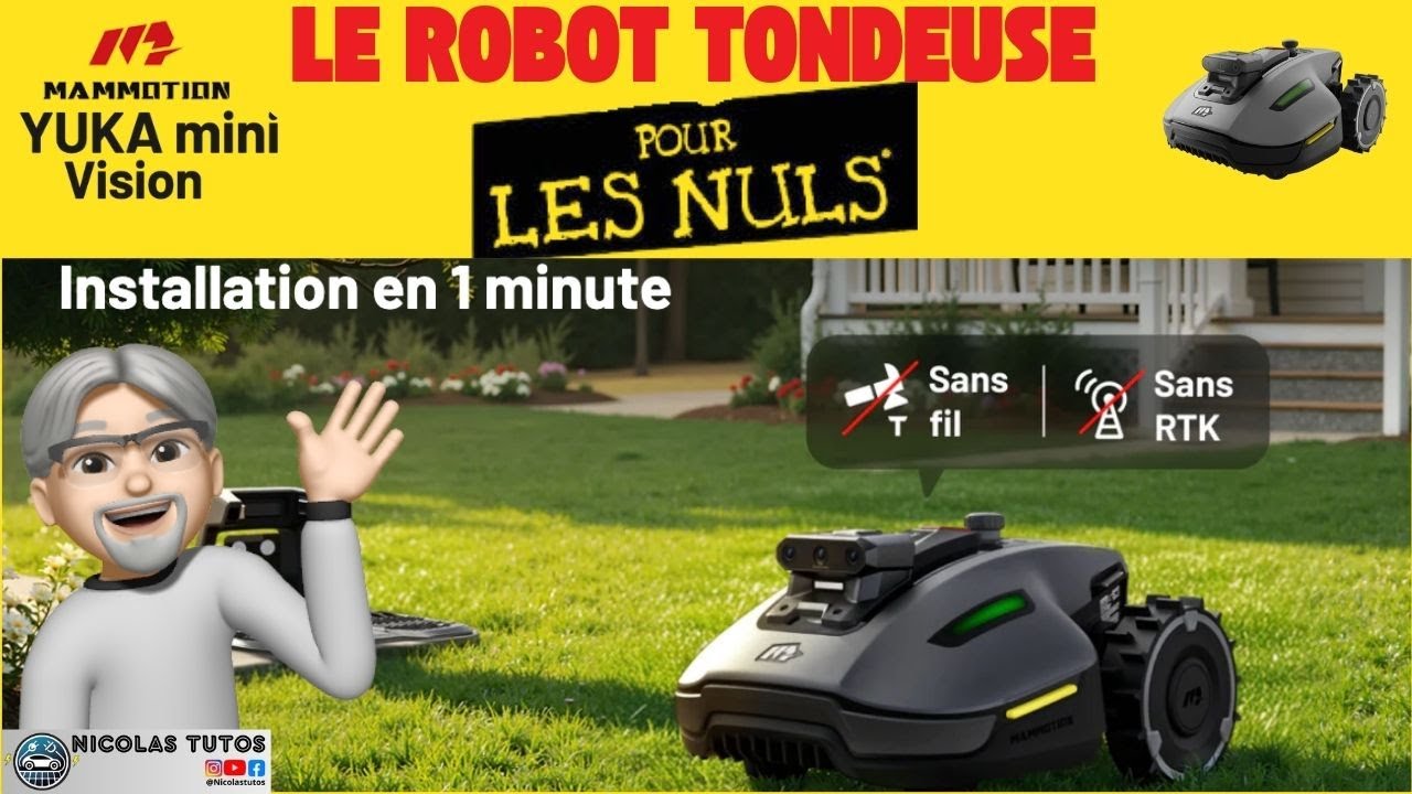 Yuka Mini Vision : Le robot tondeuse pour les nuls ! Prêt en 1 min chrono !