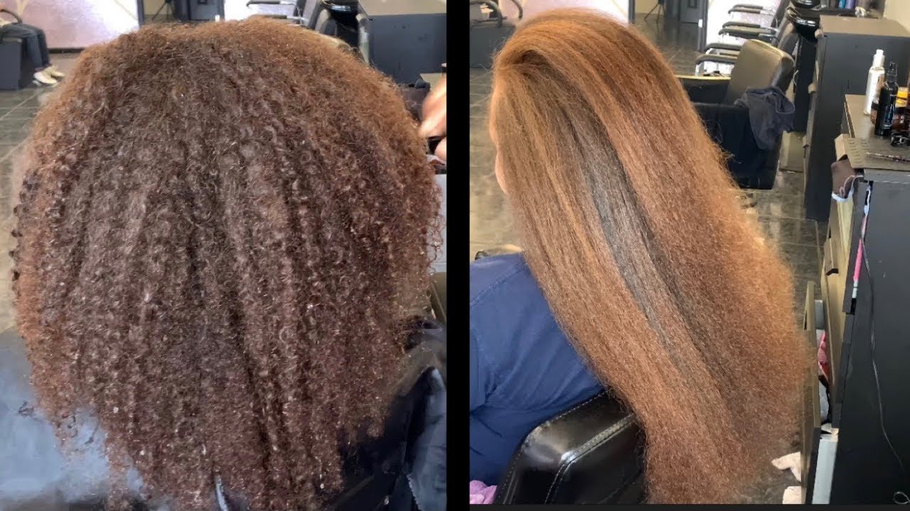 This is her NATURAL hair color | Silk press and trim on natural hair