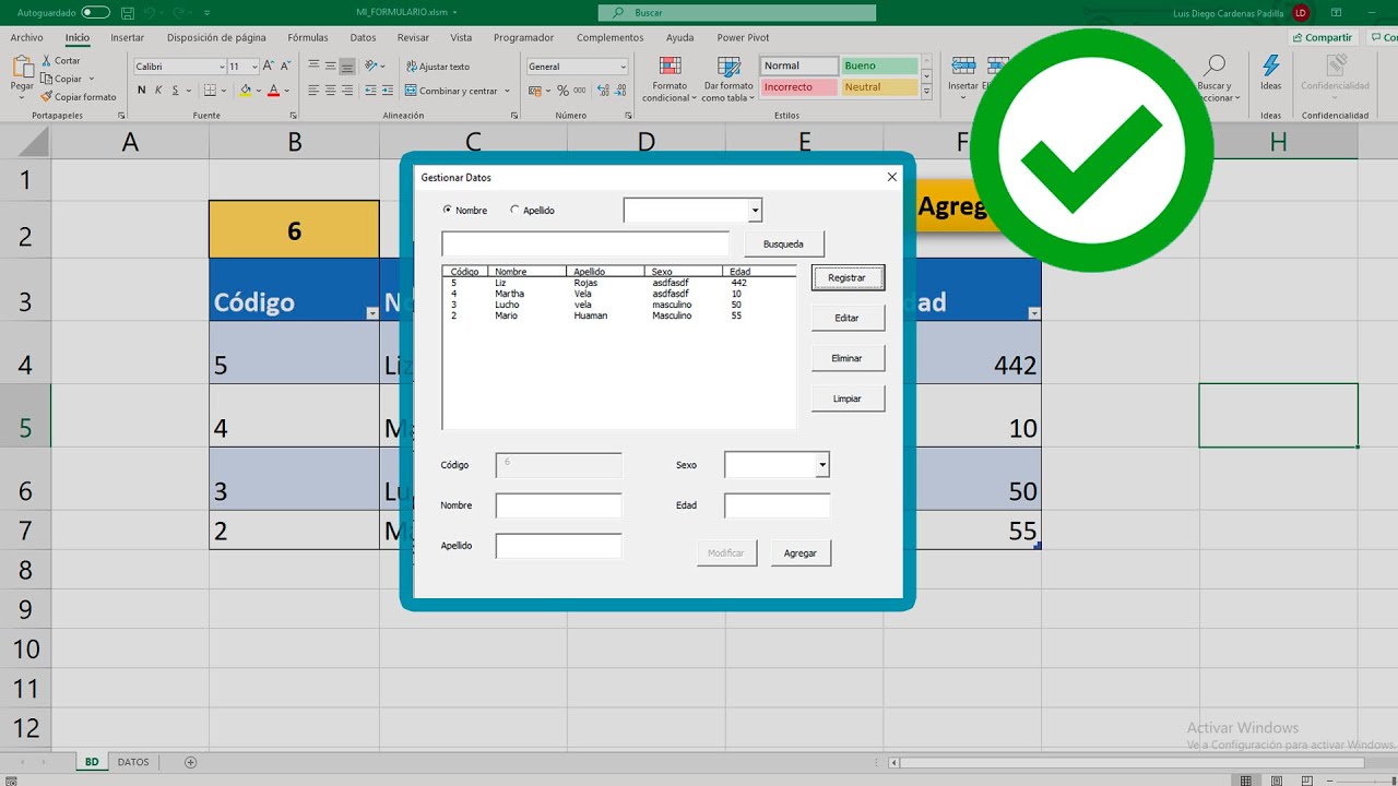 (RESOLVIENDO PREGUNTAS) Fomulario con botón nuevo, modificar, eliminar, buscar en Excel VBA