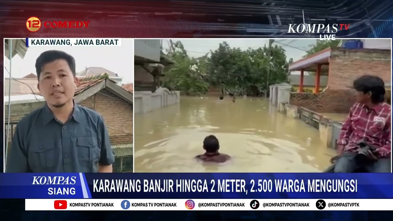 Banjir 2 Meter Rendam 20 Desa, 2.500 Warga Karawang Jabar Mengungsi