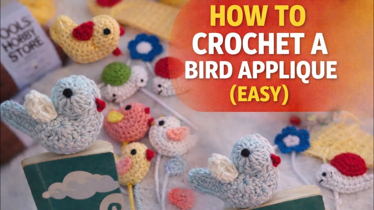 How to Crochet a bird 🐦 applique / എളുപ്പത്തിൽ പഠിക്കാം/ tutorial/ malayalam