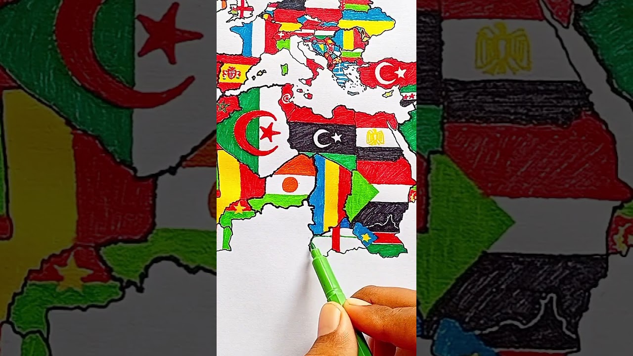 Draw Flag Map of Central African  Republic 🇨🇫 #centralafricanrepublic
