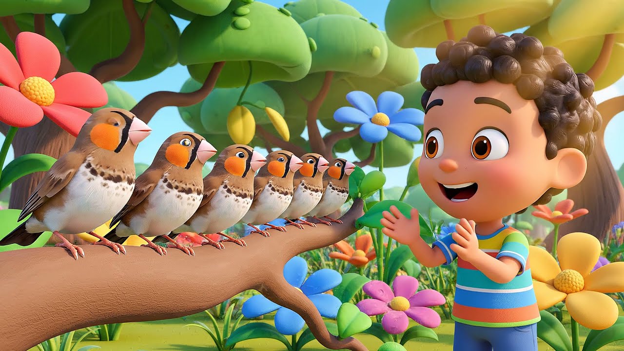 Cinco Pequeños Pajaritos Pían Piu Piu | Rimas Infantiles y Canciones para Niños