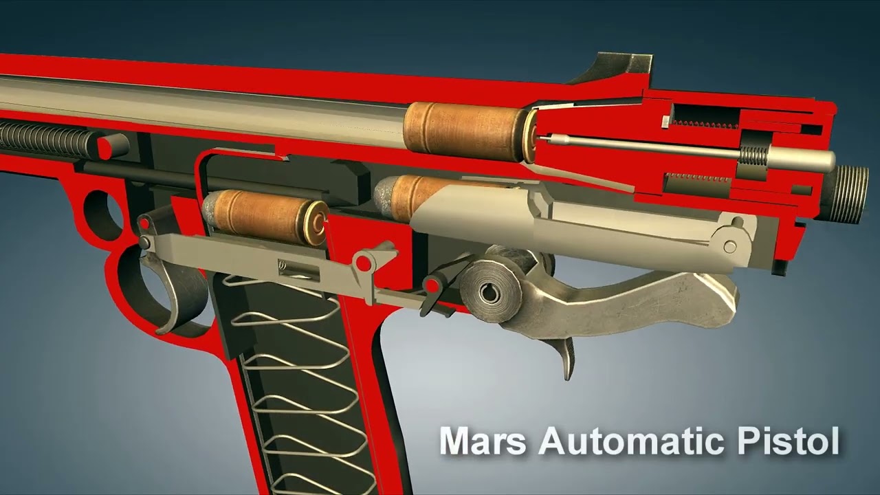 Mars Automatic Pistol (Webley-Mars) How it works | 3dGun