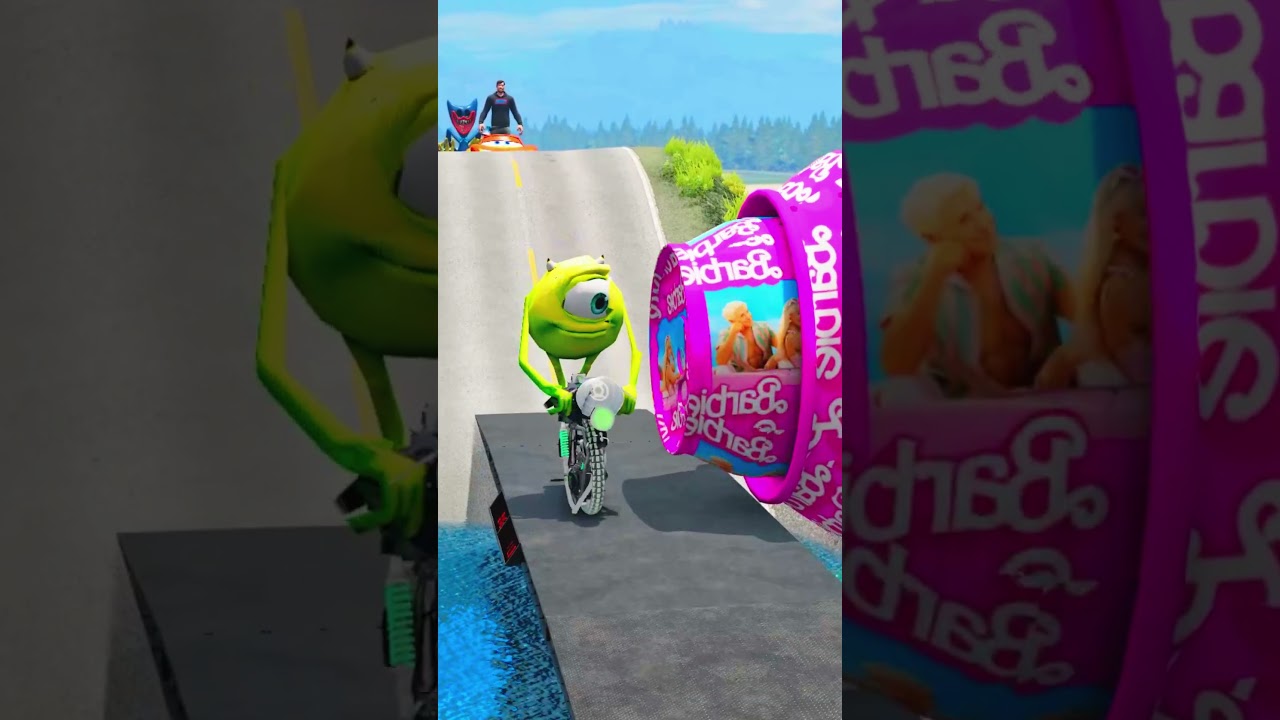 Skibidi Toilet, Gummy Bear, Spongebob, SuperMan, And Bollard Barbie Crush in BeamNG.Drive 