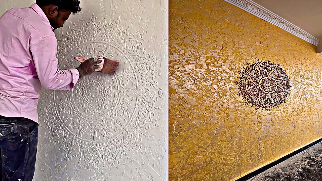 Modern Latest Mandola Wall Texture design making | Wall Texture painting ideas
