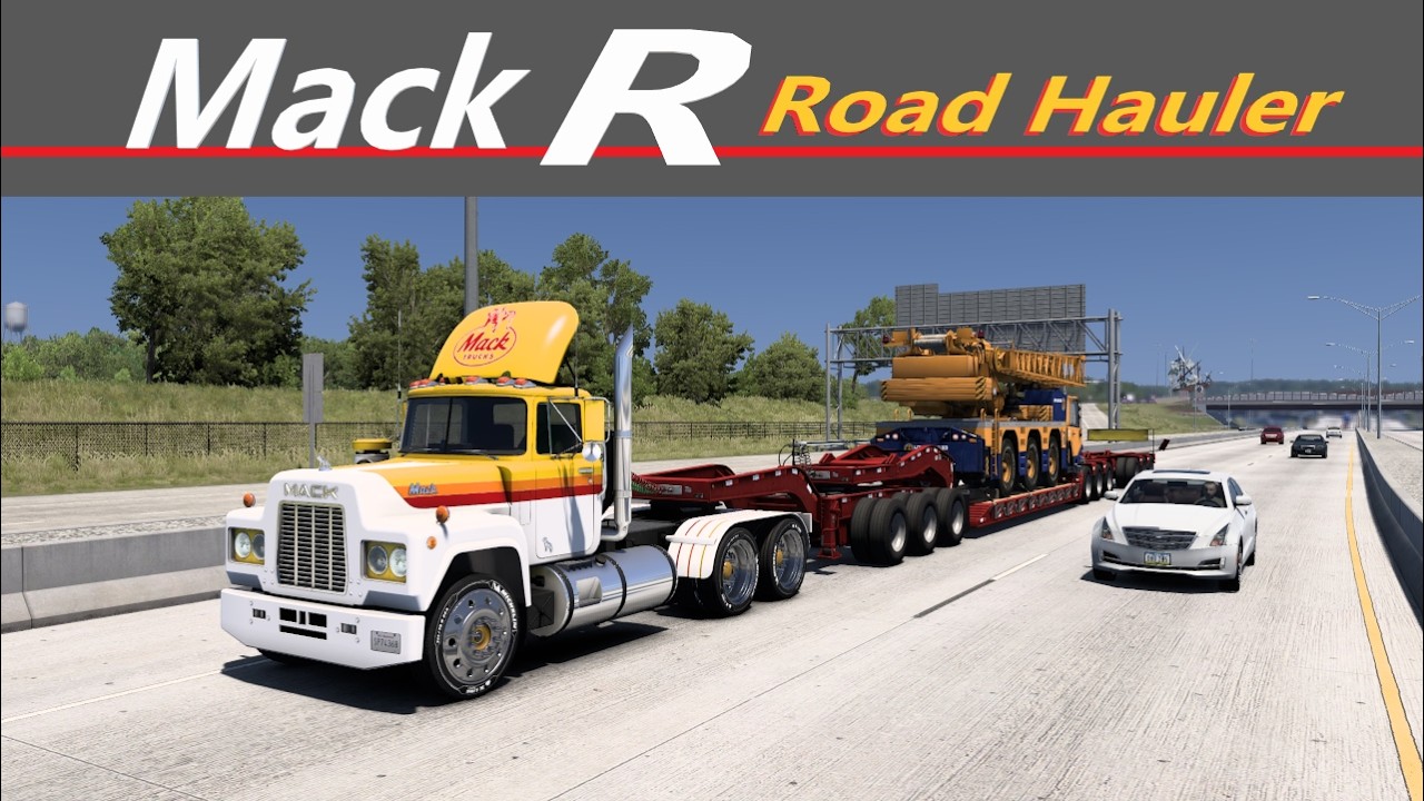 ATS Old Mack R Semi 700 hp c16 Hauling Heavy Equipment