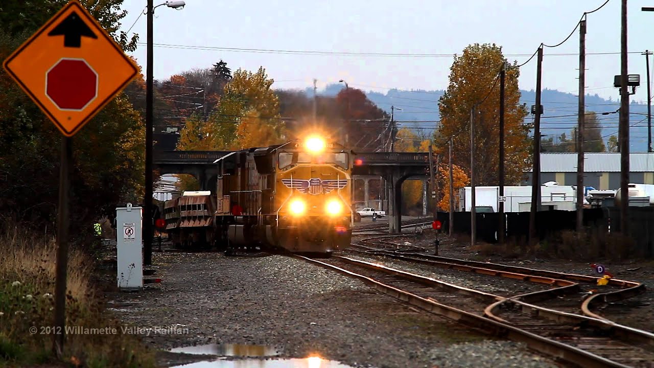 UP 4701 with a MOW ballast train @ Kenton Siding in Portland, Oregon 11-20-11
