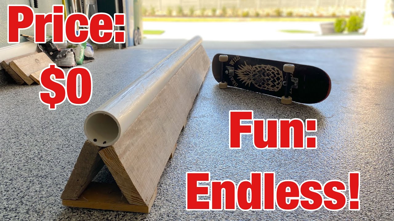 How to Make a DIY Skate Rail for Free | Cheap Skateboarding Hacks Grind Rail