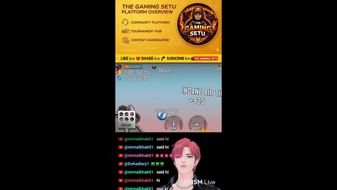 HILL CLIMB RACING LIVE 🔥 Crazy Stunts & Gameplay | The Gaming Setu Live#shortsfeed