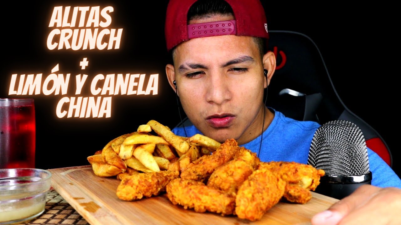 ASMR COMIENDO ALITAS  CRUNCH + LIMÓN CON CANELA CHINA