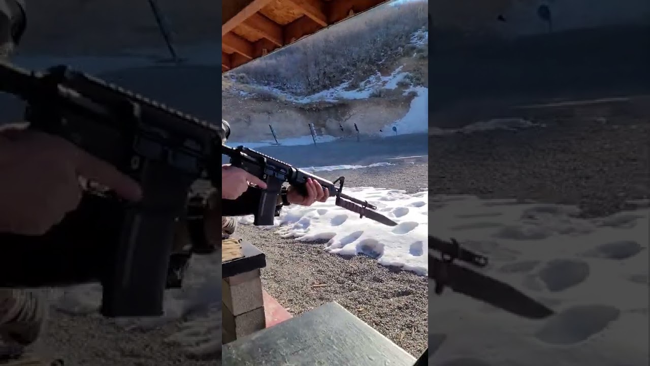 Genuine US Marines KABAR Bayonet on AR-15 Test-Fire