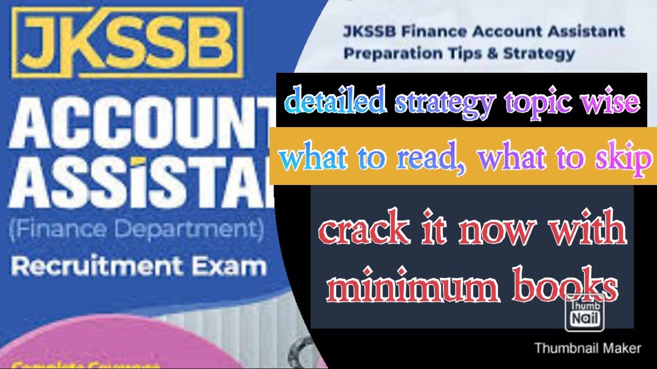 JKSSB finance accounts assistant (FAA), topic wise strategy, booklist,what not to read, mistakes