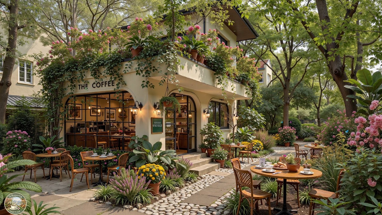 Quiet Morning in a Flower Garden Café ☕Smooth Jazz & Nature Ambience for Relax, Study & Cozy Moments