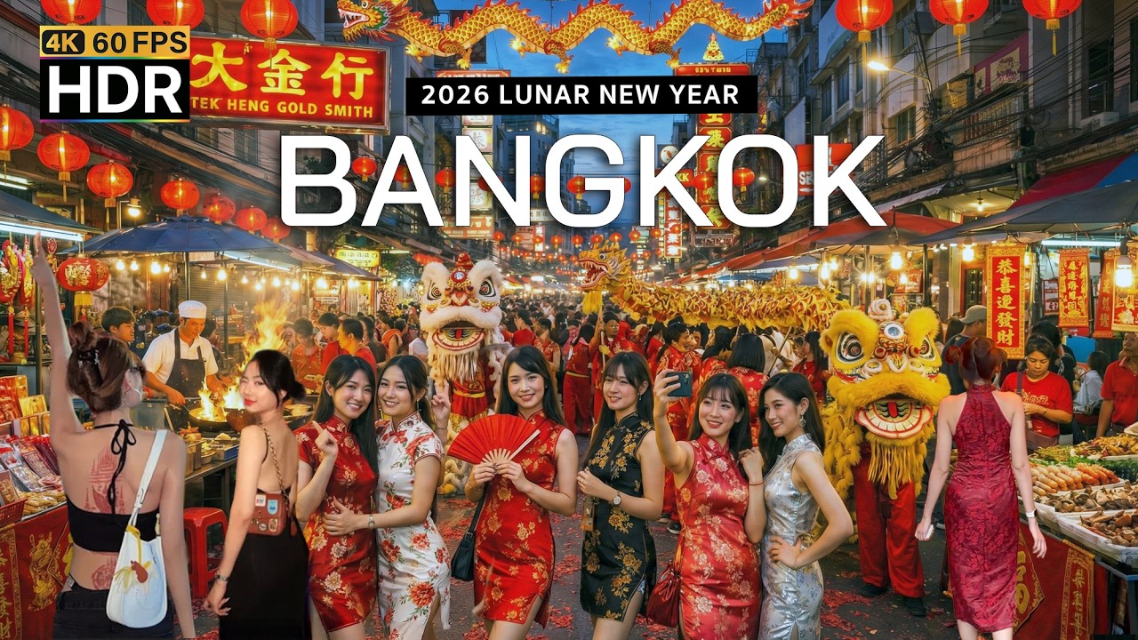 🇹🇭 4K HDR | 🧧 Night Walk 2026 Lunar New Year of the Fire Horse in Bangkok Chinatown