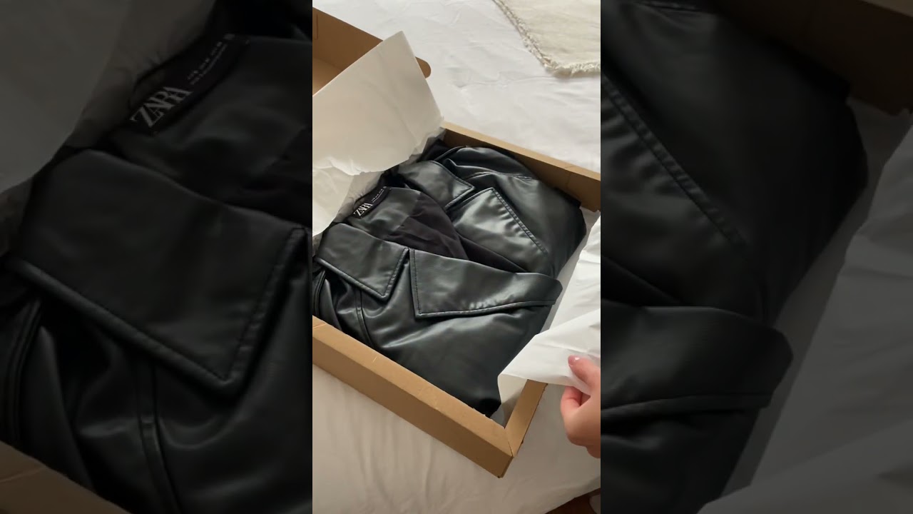 A little ASMR Zara unboxing 🖤 lovee this leather trench coat 🤩