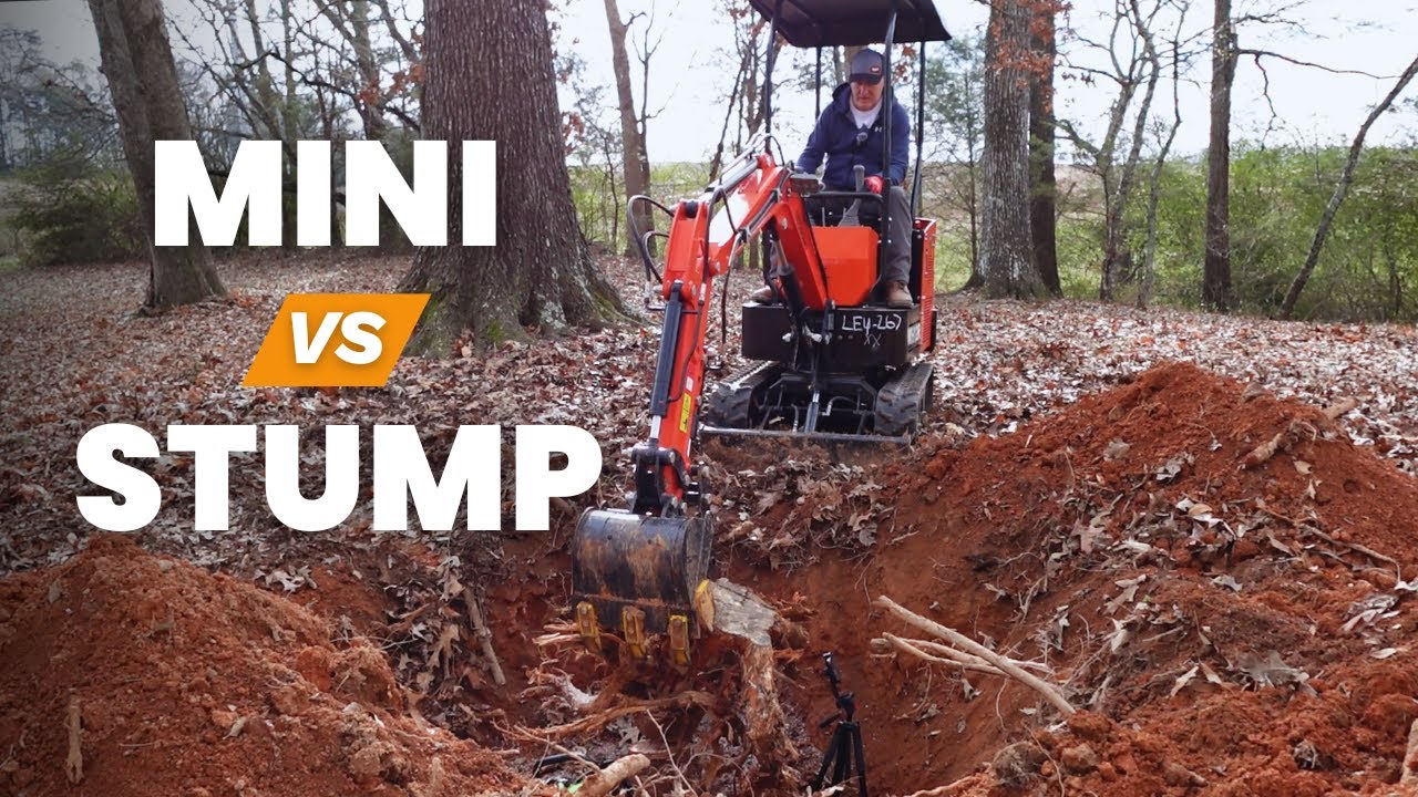 Cheap Mini Excavator vs. Stump - AGT WH12R Chinese Mini Excavator