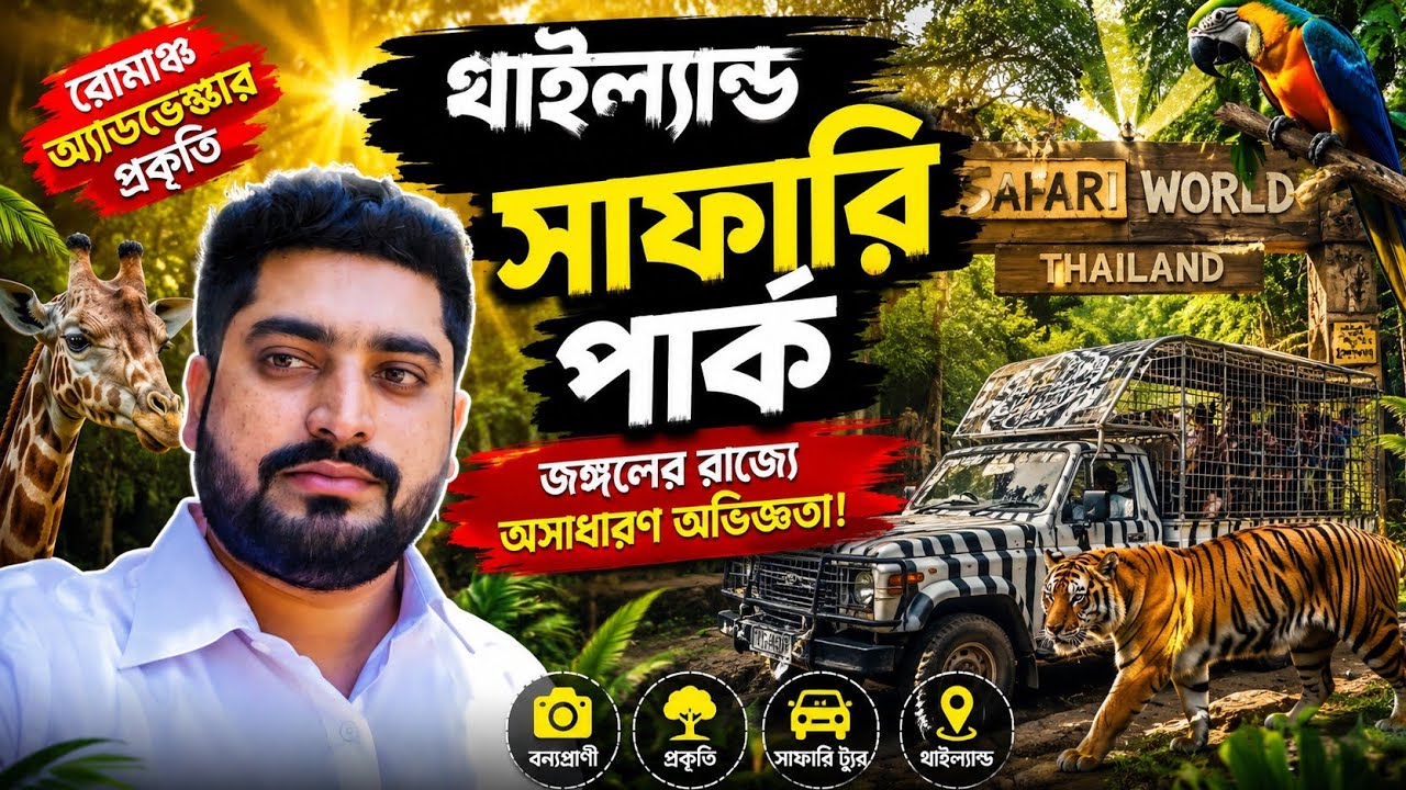 🌿🦒 থাইল্যান্ডের Safari Park  মানেই রোমাঞ্চ আর প্রকৃতির জীবন্ত গল্প! 