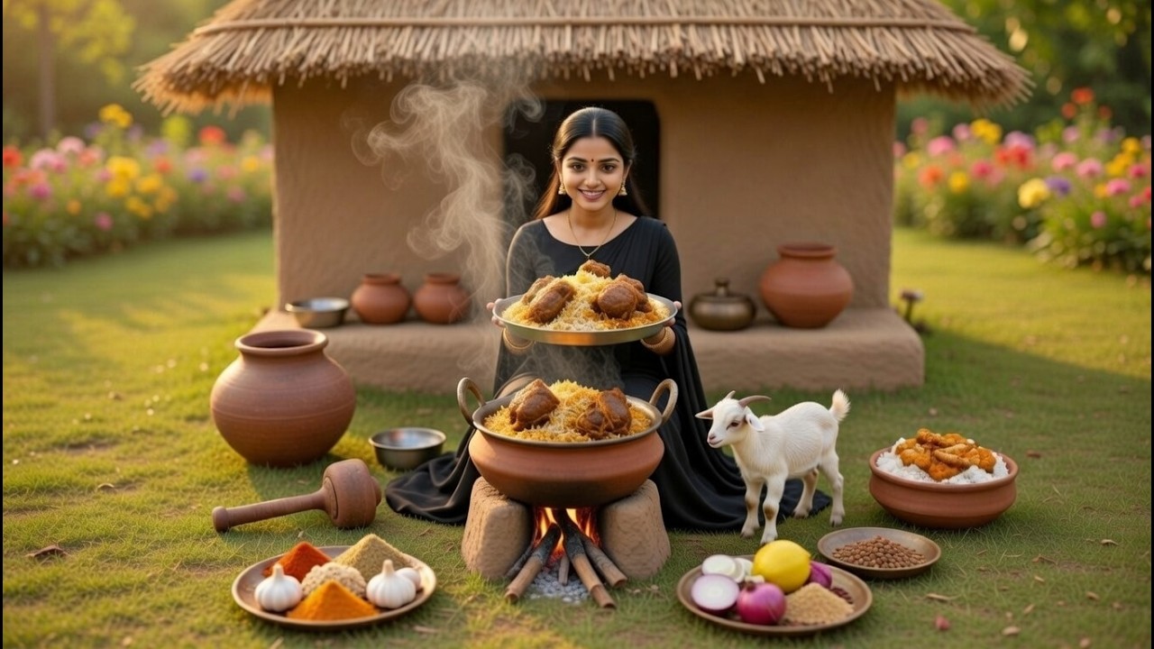 Miniature Wife Cooking Mutton Mandi 🍖 | Relaxing Tiny Village ASMR