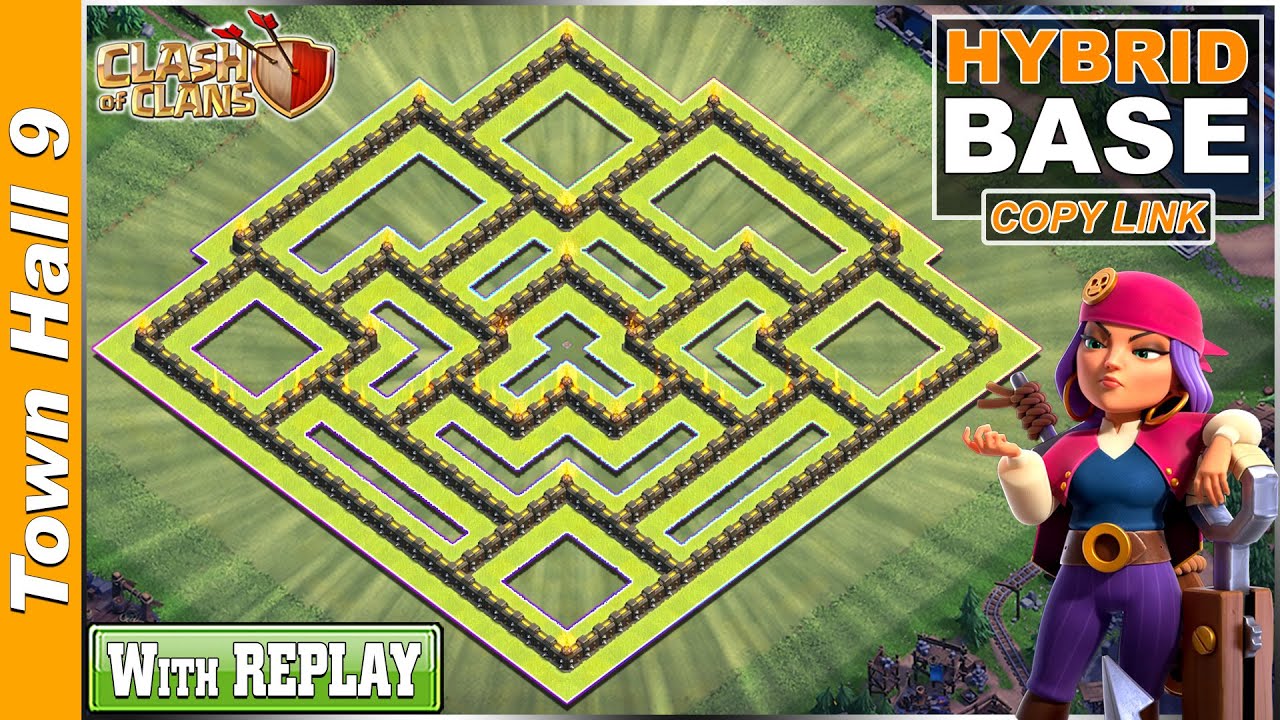 New BEST TH9 Base with REPLAY | Town Hall 9 Hybrid (FARMING/TROPHY) Base COPY LINK - Clash of Clans