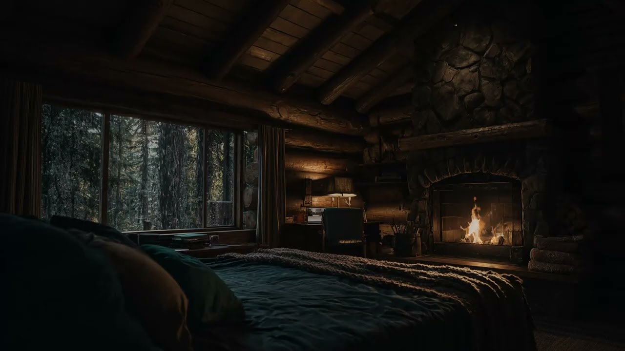 Deep Forest Rain Around a Cozy Cabin 🌧 (No Ads) | Dark Bedroom Sounds for Restful Sleep