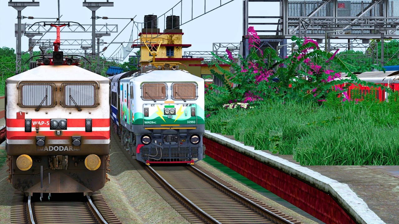 WAP5 RAJDHANI OVERTAKE WAP7 JANSHATABDI | BUMPY RAILROAD | Train Simulator | Railwork | NTG GAMING