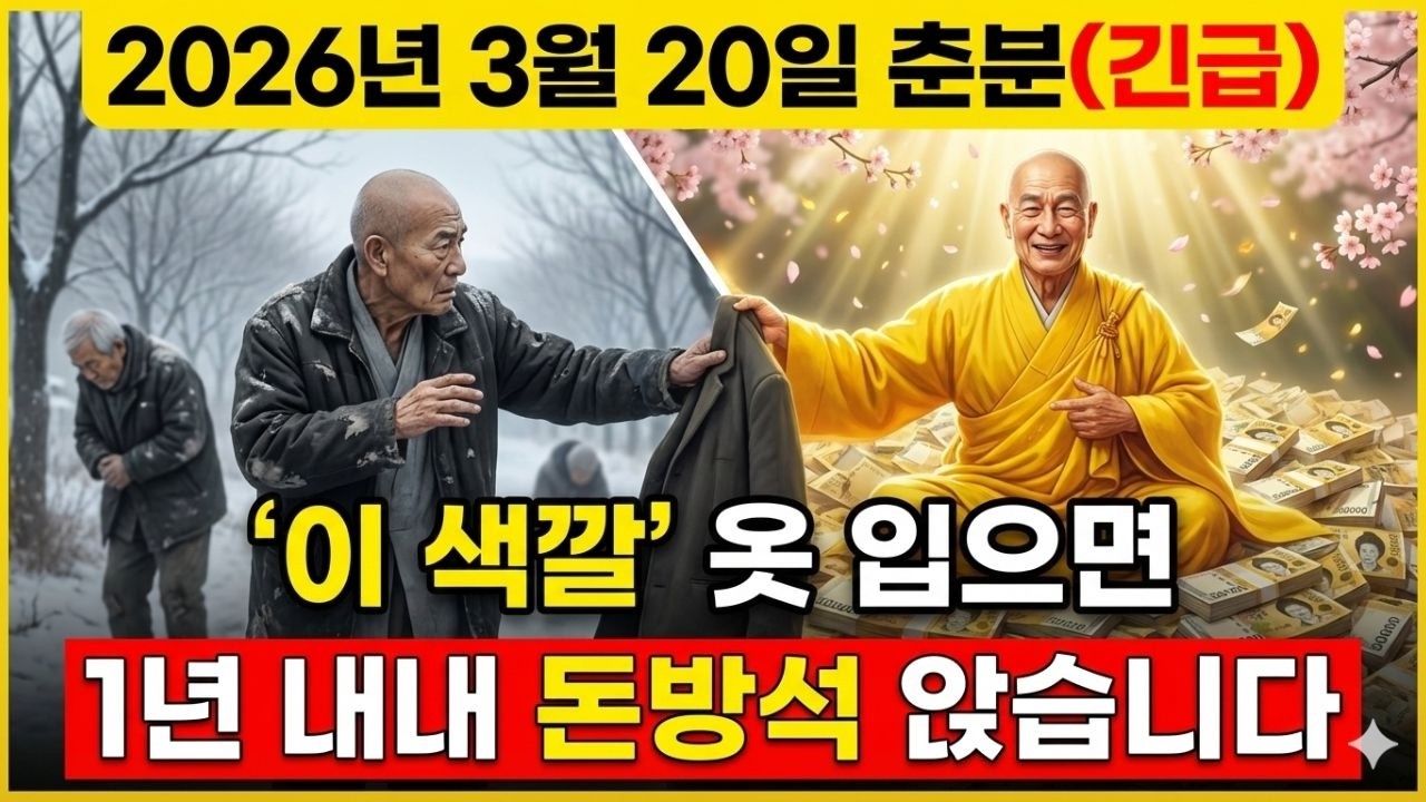 춘분 3월 20일 '이 색깔' 옷 반드시 입으세요! 2026년 돈복이 쏟아집니다! | 부자옷색깔 | 춘분옷색깔 | 춘분옷차림 | 삼재풀이 횡재수 부처님 가피