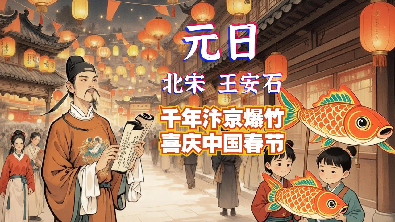 🔥🧨 “成為中國人”｜王安石《元日》——中國春節的古詩BGM，九百多年前汴京的迎春爆竹不只是節日煙火，更是北宋歷史上最激進的改革驚雷📜 | 中国春节丨兒歌丨童謠丨唐詩300首｜詩詞歌畫 #古诗#学中文