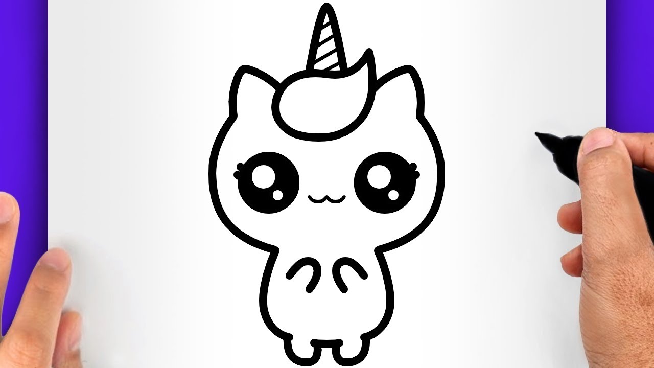 DESSIN FACILE KAWAII | COMMENT DESSINER UN CHAT LICORNE FACILEMENT - DESSIN DE CHAT LICORNE FACILE