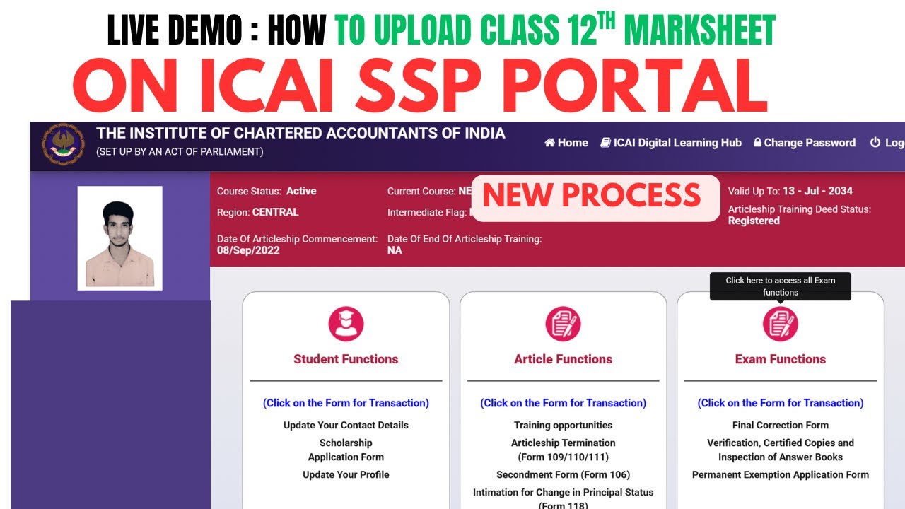 live demo :- How to upload Class 12th Marksheet On SSP portal | CA foundation Class 12th Marksheet